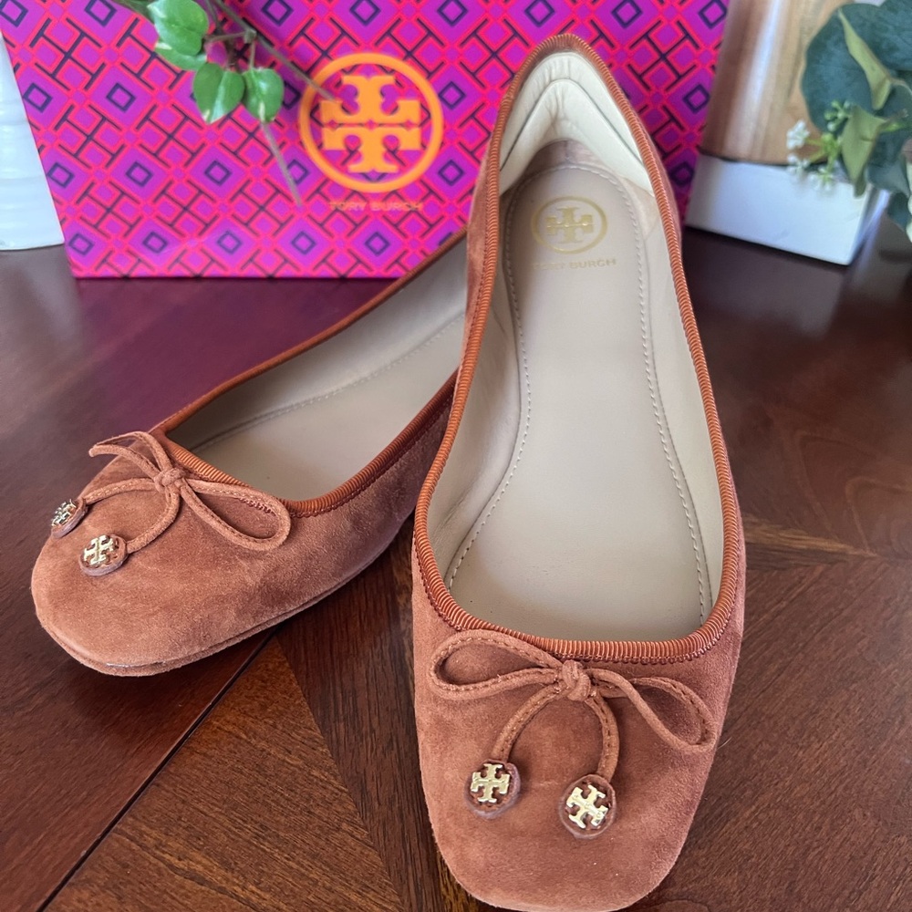 Tory Burch Rust/Brown Suede Ballet Flats